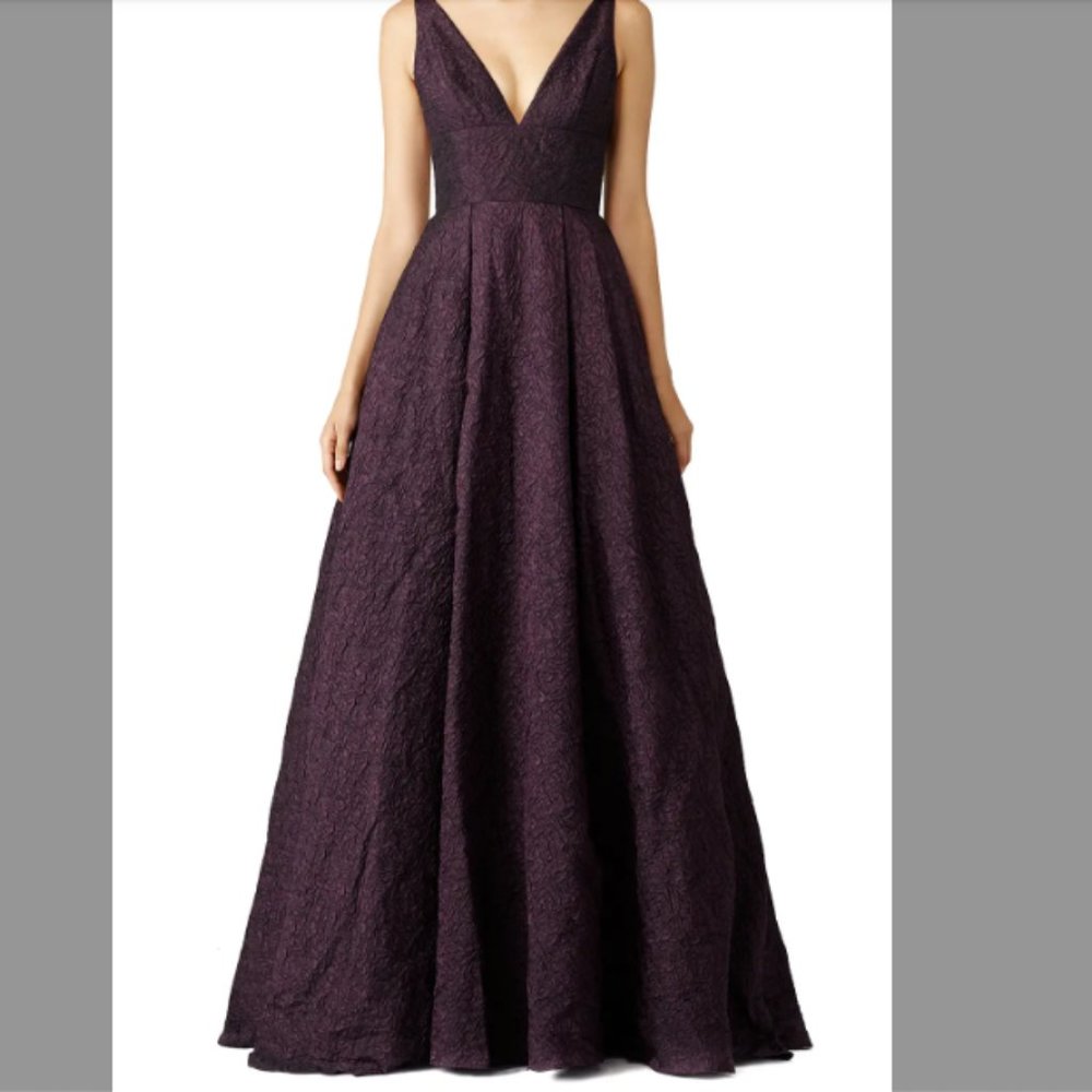 ML Monique Lhuillier  Burgundy Center Stage Gown Purple